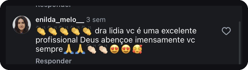 Comentário de paciente no Instagram