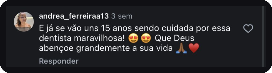 Comentário de paciente no Instagram
