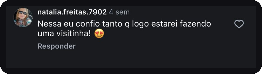 Comentário de paciente no Instagram